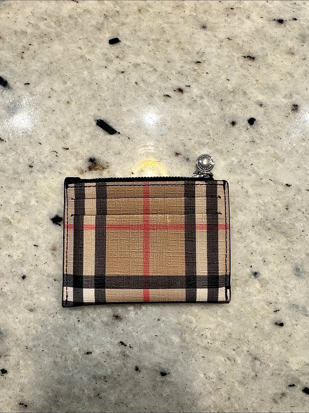 Burberry Vintage Check Zip Card Case Wallet in Brown & Black